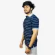 Men's Navy Blue & Grey Striped Polo T-Shirt | Premium Cotton Regular Fit